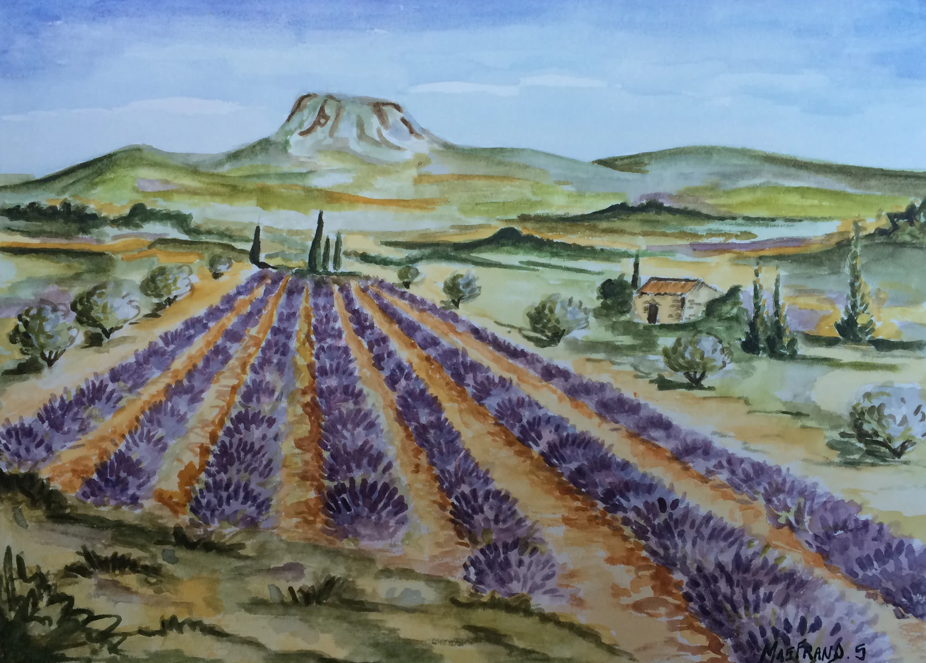Paysage Provençal — Aquarelle