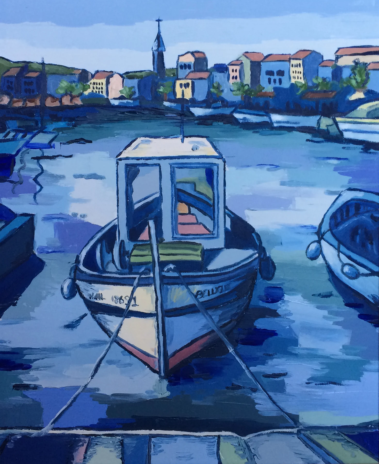 Le port de Sanary-sur-Mer — Acrylique · Reproduction