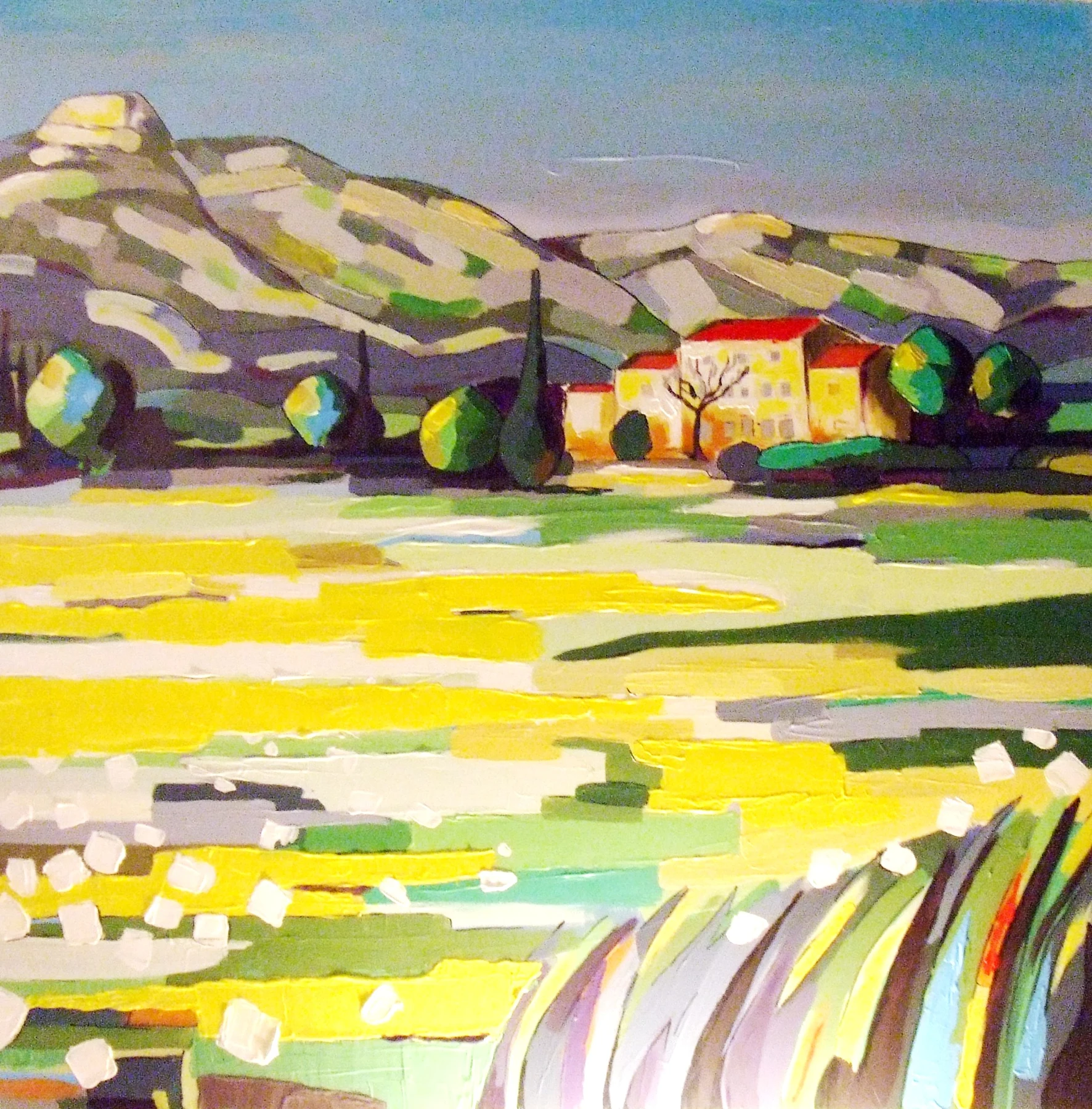 Paysage de la ferme — Acrylique