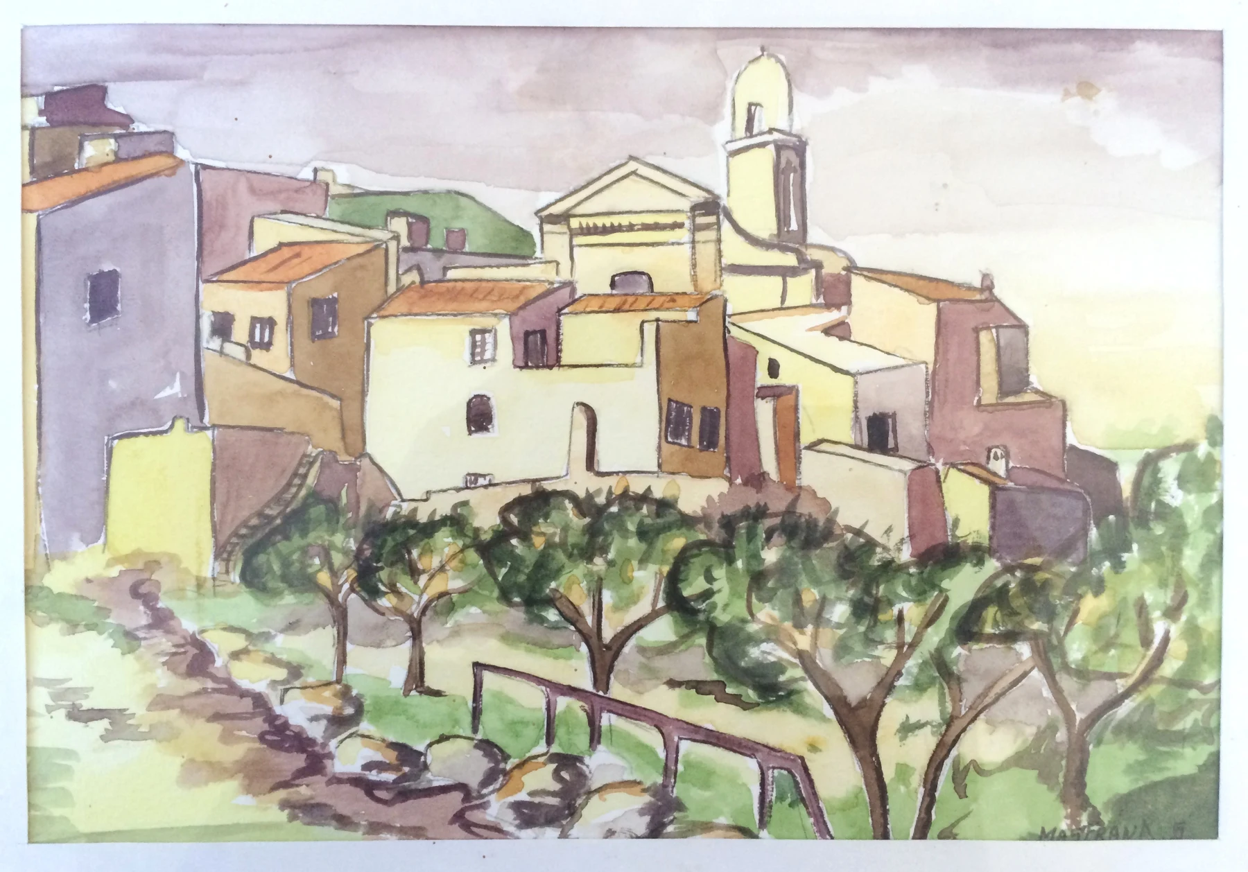 Un village du Lubéron — Aquarelle · Reproduction